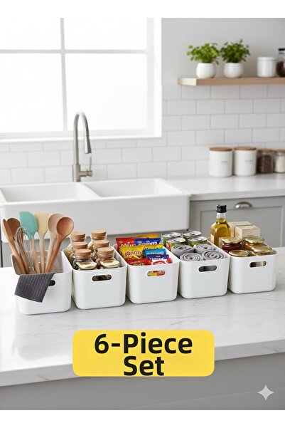 VİALEX 6 Pcs 3.5 Lt Multi-Purpose Closet Organizer Box-Refrigerator Kitchen B...