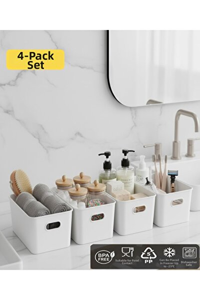 VİALEX 4 Pcs 3.5 Lt Multi-Purpose Closet Organizer Box-Refrigerator Kitchen B...