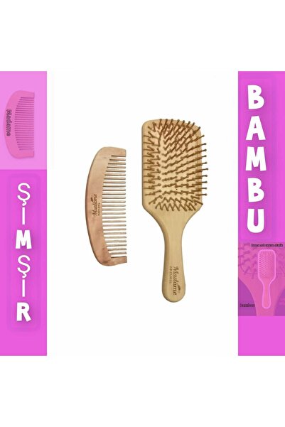 MadameNatural 100% Natural 2-Piece Boxwood Comb and Bamboo Comb Set