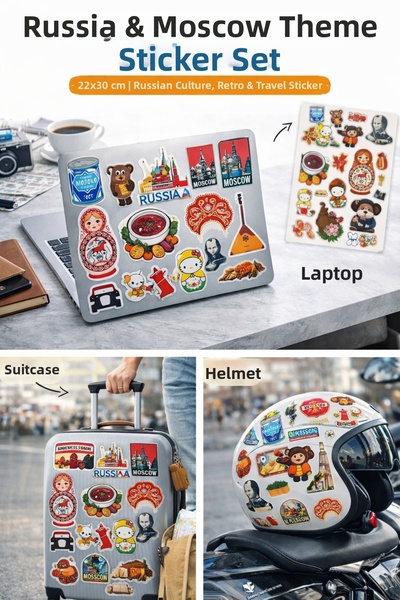 Limitless Design Russia & Moscow Themed Sticker Set – 22X30 cm |   Russian Culture, Retro & Travel Sticker