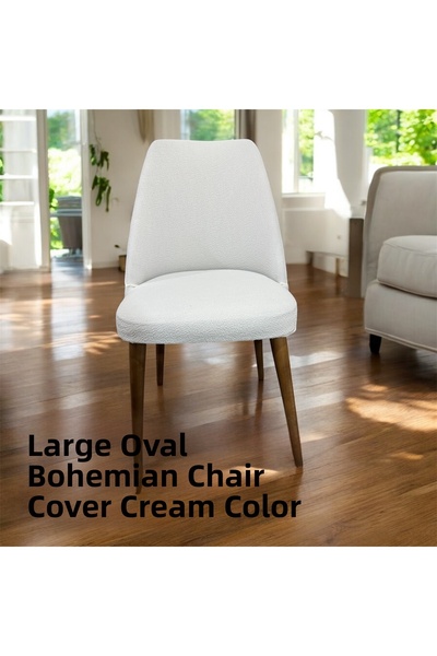 NEFİS HOME غطاء كرسي بيضاوي من بويوك، غطاء كرسي بوهيمي من الجاكار، قابل للغسل، مرن، قطعة واحدة