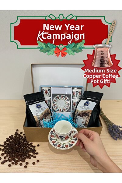 AiroBazar 6-Person Coffee Cup Set + 250 g Espresso & 250 g Filter Coffee |   New Year's Gift Set Boxed