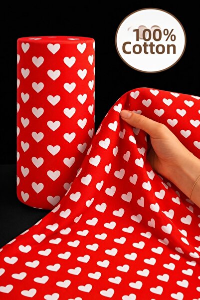 ÇIQRIK HOME 100% Cotton Heart Pattern Poplin Fabric Width: 240 cm Duvet Cover...