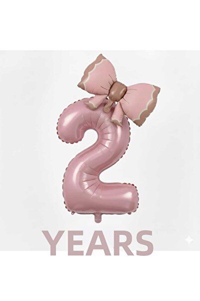 ÇITIPITISTORE ροζ χρώμα, μπαλόνι αλουμινόχαρτο με φιόγκο αριθμός 2