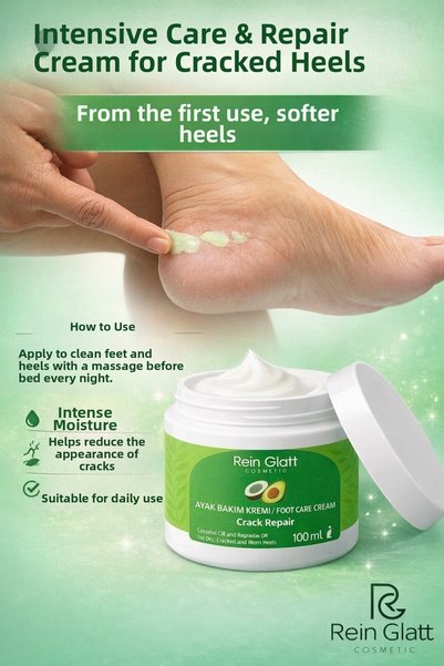 Rein Glatt Cosmetic Repairing Miracle Foot Cream for Stretch Marks and Dry Feet with Avocado Oil and Castor Oil Extract 100 ml