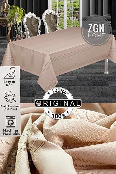 ZGNHome Colber Seamless Tablecloth 160X220 Stain Resistant Fabric - Cappuccino