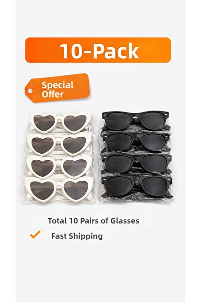 FİORE HEDİYELİK Bride and Groom Party Glasses Set of 10 – 5 White Hearts & 5 ...