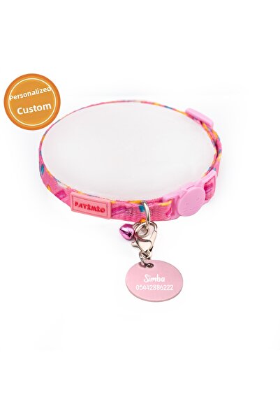 PATİMİO طوق قطط وردي اللون قابل للتعديل مع قفل أمان وجرس هزاز كهدية