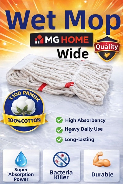 VENON 25 cm White Wide Mop 💙 Wet Mop Tassel Mop Head Wet Mop Refill Mop Cleaning