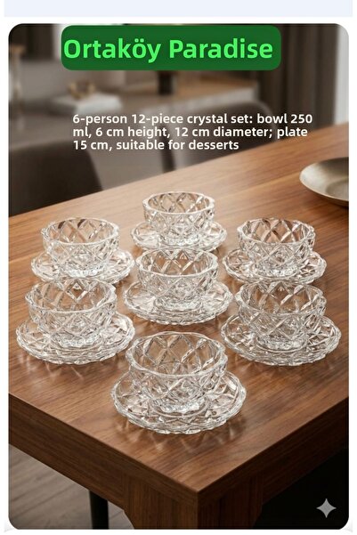 ORTAKÖY CENNETİ طقم تقديم الحلويات 12 قطعة لـ 6 أشخاص، طقم أواني ريكسي عالي ا...