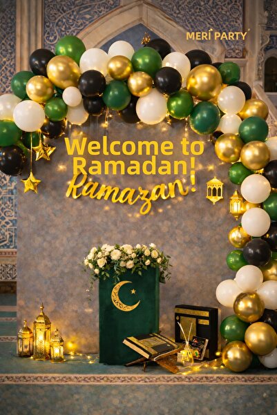 MERİ PARTİ مجموعة سلسلة بالونات الترحيب برمضان 100 قطعة - بالونات لاتكس باللو...