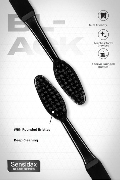 SENSİDAX Black Series-Toothbrush- Medium Hard Bristles for Sensitive Gums and Teeth-Medium-With Protective Cover