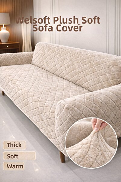 coverbox Husă pentru canapea pentru 3 persoane, elastică, moale, din Welsoft, anti-alunecare, flexibilă și lavabilă