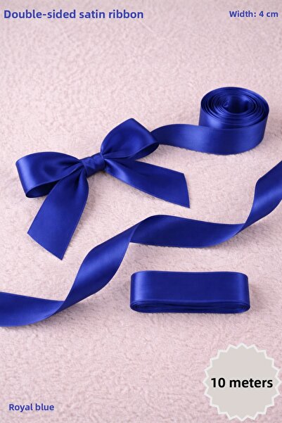 Mortex Cobalt Blue Satin Ribbon 4 cm 10m - Bohça, Wedding, Engagement, Dowry,...