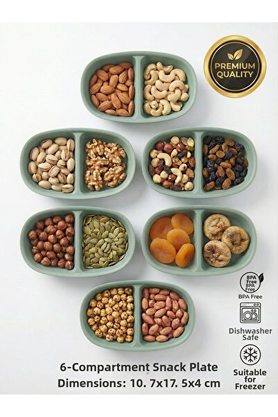 Righton Hobby L. 6-Piece Two-Compartment Snack Plate & Sauce Bowl Set - Bpa Free Presentation Plate