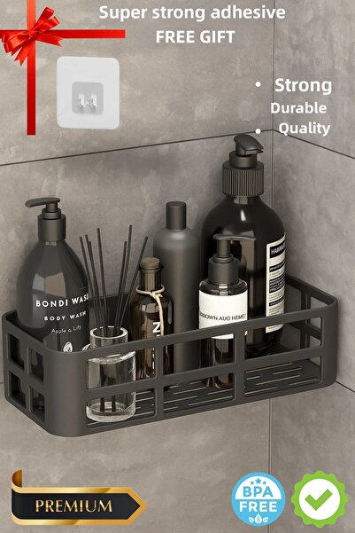 SORA GROUP Bathroom organizer shampoo holder towel rack black bathroom shower...