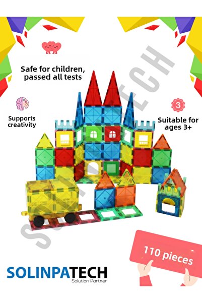 SolinpaTech Magnetic Building Blocks 110 Pieces | Magnetic Educational Toy | Intelligence and Creativity Development Set