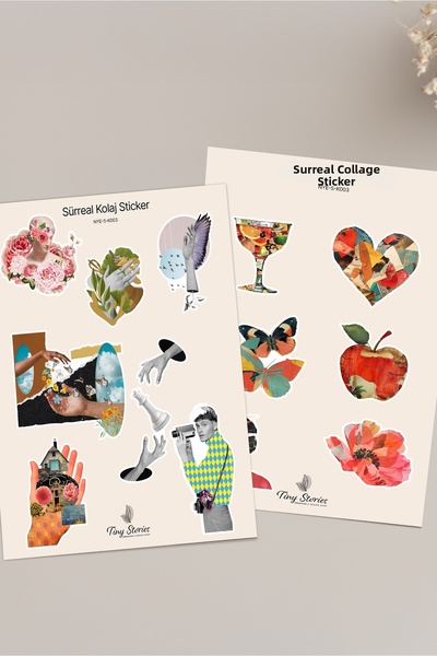 tinystoriestr Surreal Collage Themed Sticker Set - 6 Pieces / Vintage, Agenda, Notebook, Bullet Journal, Scrapbook