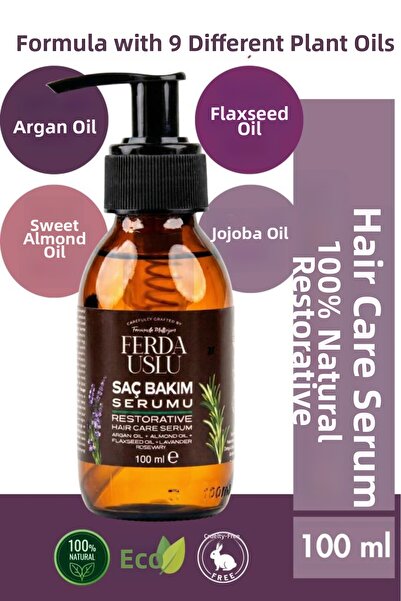 Ferda Uslu Premium سيروم مغذي ومصلح للشعر بزيت الأرغان - الجوجوبا + اللوز + ب...
