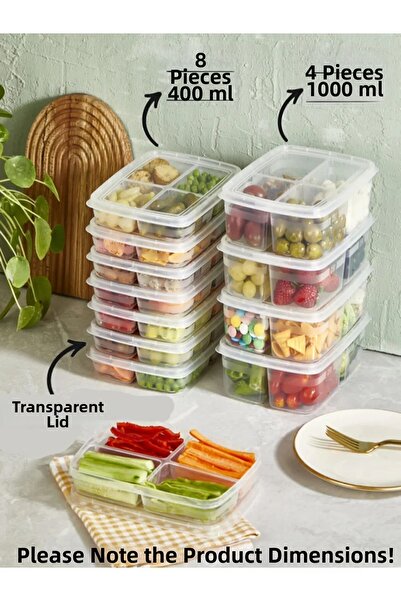 Kitchen Dream مجموعة تخزين مكونة من 12 قطعة (8 قطع 400 مل) (4 قطع 1000 مل) حا...