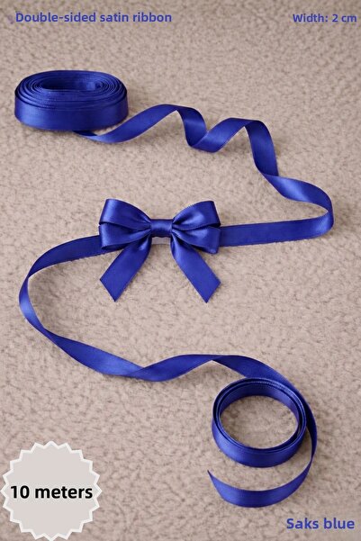 Mortex Cobalt Blue Satin Ribbon 2 cm 10m - Bohça, Wedding, Engagement, Dowry,...