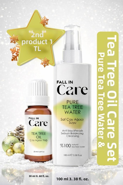 FALL IN CARE Pure Tea Tree Water (100ml) & Tea Tree Oil (20ml) and Anti-Blackhead, Purifying Care Set