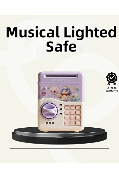 Epilons حصالة أطفال إلكترونية بكلمة مرور على شكل صراف آلي باللون الأرجواني