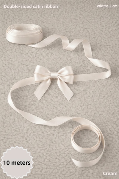 Mortex Cream Satin Ribbon 2 cm 10 Meters - Bohça, Nikah, Nişan, Çeyiz, Hediye...