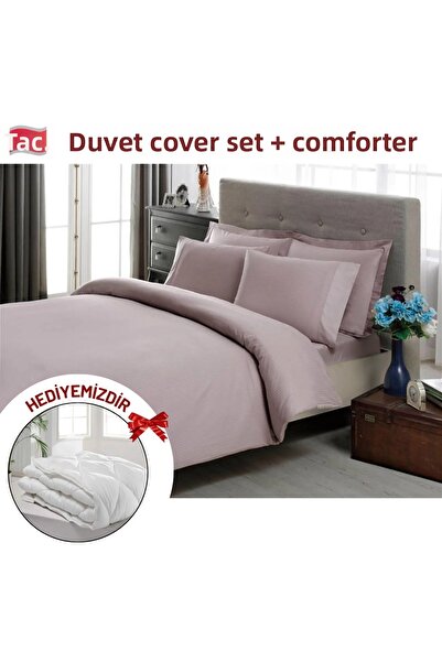 Taç Double Premium Basic Stripe Satin Duvet Cover Set Comforter
