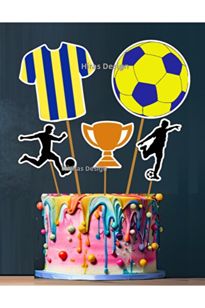 Hiras Dizayn 5 τεμάχια στολίδι γενεθλίων με θέμα το ποδόσφαιρο, οδοντογλυφίδα...
