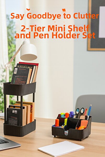 HopeWay Home Set of 2 Desktop Organizer and 2-Tier Shelf Organizer for Office, Study Desk, Bathroom