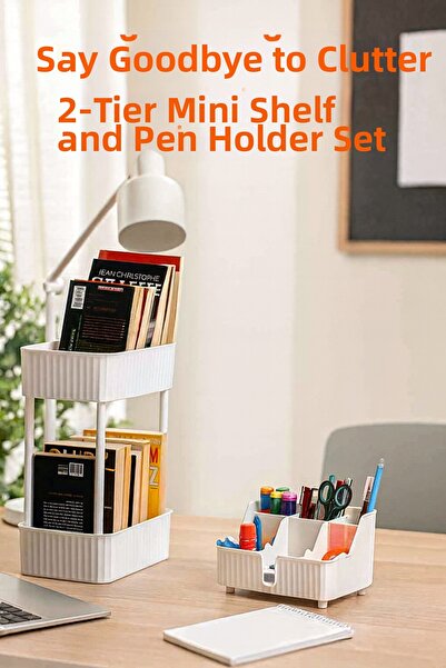 HopeWay Home Set of 2 Desktop Organizer and 2-Tier Shelf Organizer for Office, Study Desk, Bathroom