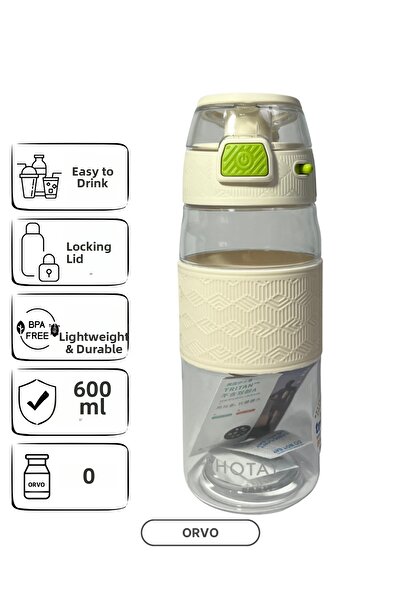 Shotay Tritan Sports Water Bottle – with Locking Lid, Strap, Bpa Free, 600 ml - White