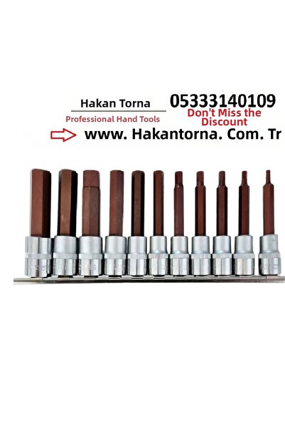 HakanTorna Ht- Rico 1/2 Long Socket Allen Key Set 11 Pieces