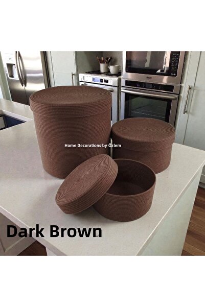 home decors by özlem Covered Basket Set 3-Piece Basket Set Organizer Storage ...