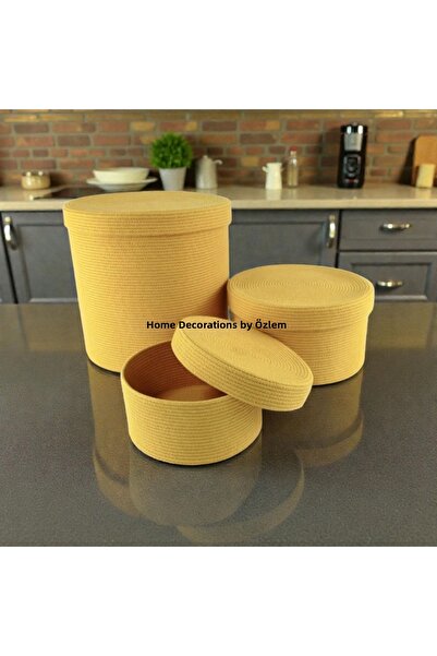 home decors by özlem Covered Basket Set 3-Piece Basket Set Organizer Storage ...