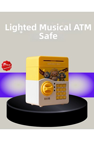 Epilons Pușculiță educativă pentru copii, galbenă, cu parolă și intrare autom...