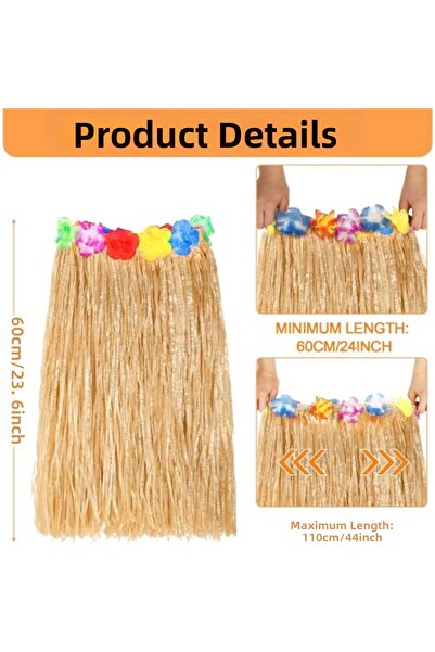 ForWhat تنورة من القش الطبيعي مقاس 60 سم لمكتب المنزل وعرض مكتب هاواي هولا