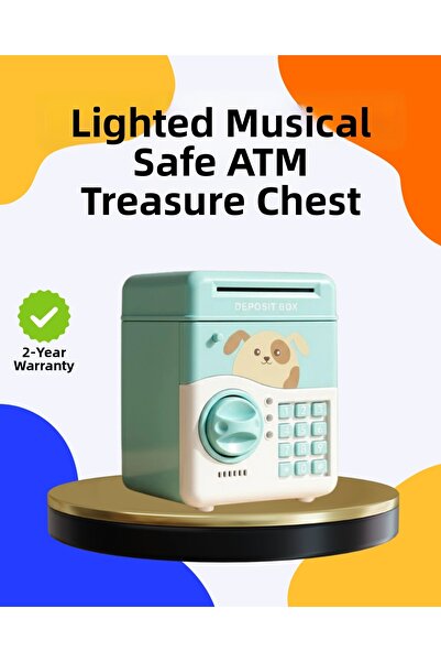 Epilons حصالة مزودة بقفل رقمي بتصميم صندوق أمانات بلون أخضر مائي للأطفال