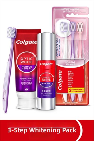 Colgate مجموعة تبييض الأسنان أوبتيك وايت بيربل 75 مل + سيروم أرجواني 40 مل + ...