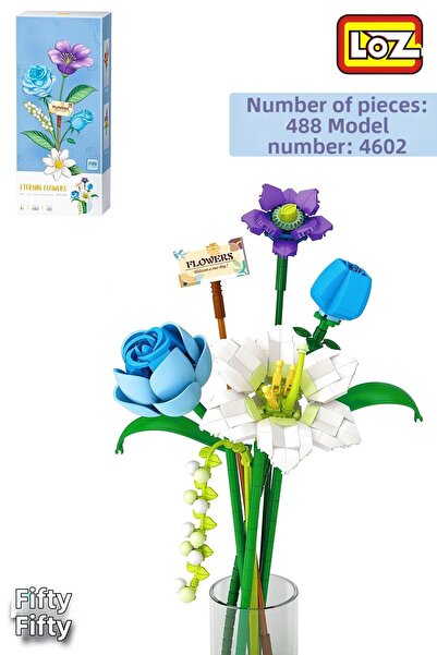 Vagonlife Loz Decorative and Collectible Flower Bouquet 488 Pieces Flower Model Building Kit Fflz-4602