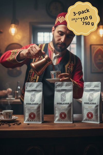 SODELICIOUS COFFEE TEA قهوة تركية 1517 - عبوة 3" إجمالي 750 جرام