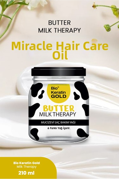 Bio Keratin Gold زيت العناية بالشعر بالزبدة الحيوية من ميلك ثيرابي 210 مل