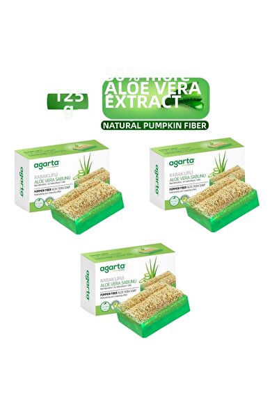 Agarta صابون الصبار الطبيعي المصنوع يدويًا من ألياف اليقطين 125 جرام * 3 قطع