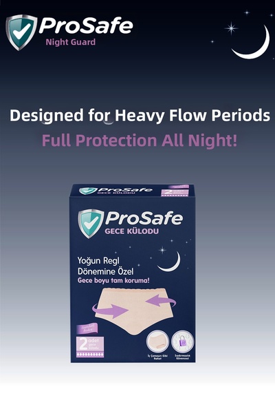 PROSAFE ملابس داخلية ليلية خاصة بفترة الحيض الكثيف، مقاس قياسي × عبوتين