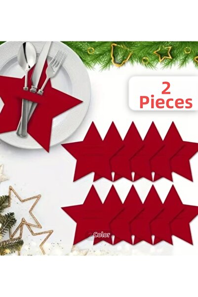 ÇEÇEN HOME طقم حامل شوكة/ملعقة مكون من قطعتين، حامل مناديل على شكل نجمة من الفيلق لتزيين الطاولة وحفلات الاستقبال