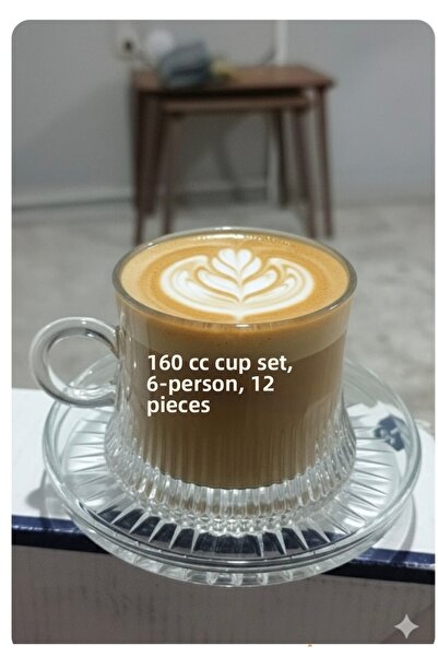 ORTAKÖY CENNETİ Set of 6 Glass Cups |   Origami Pattern Teacup |   Striped Cu...