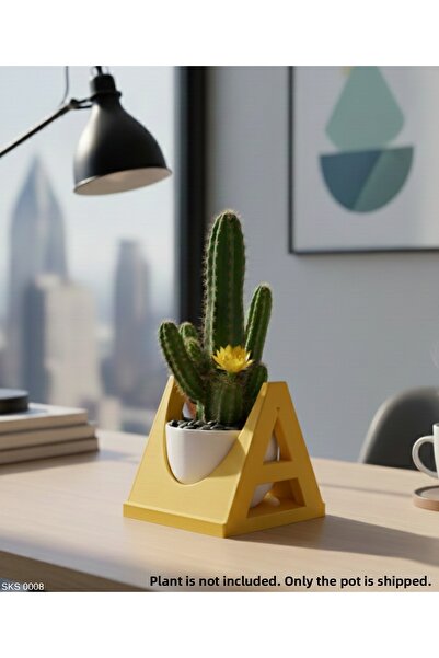 EGATOPTAN Yellow a Letter Shaped Mini Decorative Flower Pot, Personalized Ini...