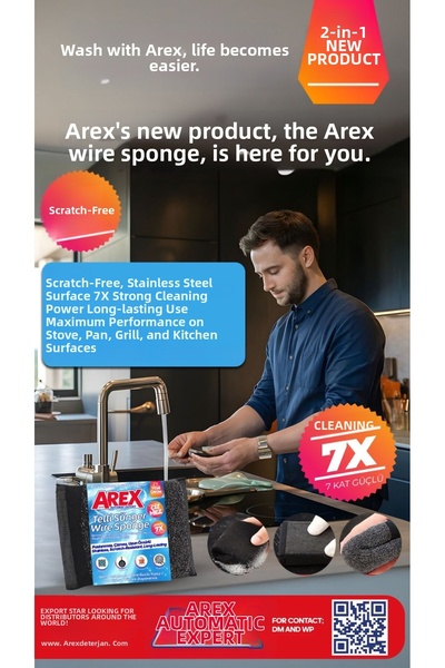 AREX إسفنجة غسيل الأطباق السحرية من إينوكس (24 قطعة)