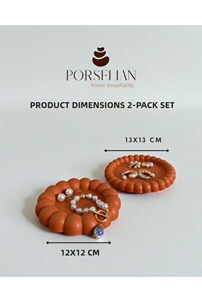 Porselian Set of 2 Decorative Balloon Bubble Orange Jewelry Plate and Presentation Bowl Modern Ring Holder Object